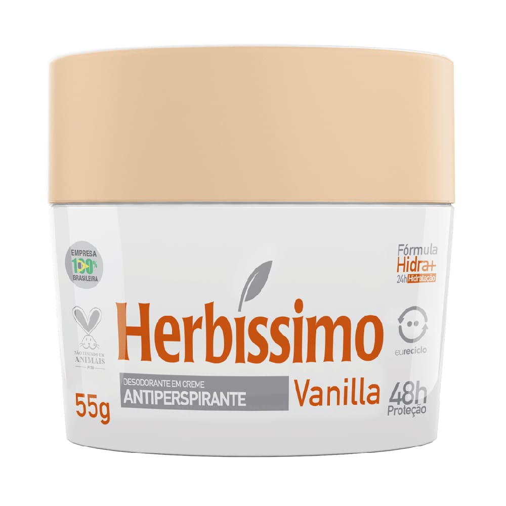 Kit Desodorante Creme Antitranspirante Vanilla Herbissimo 55G - 3 unidades