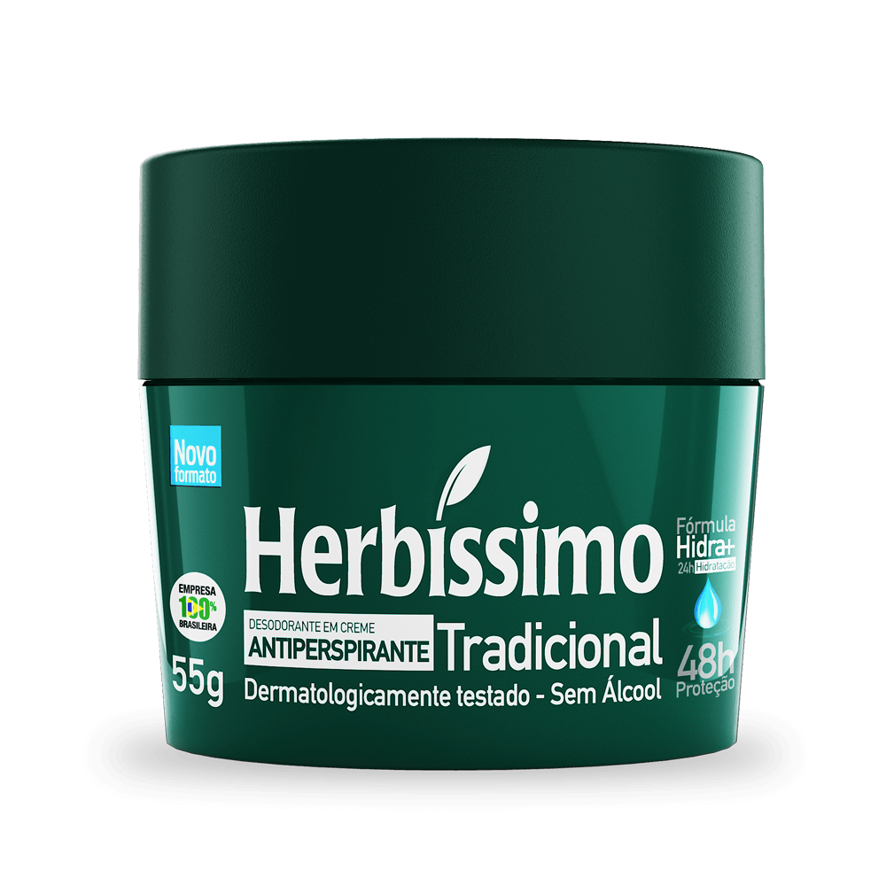 Kit Desodorante Creme Antitranspirante Tradicional, Action e Neutro Herbissimo 55G - 3 unidades