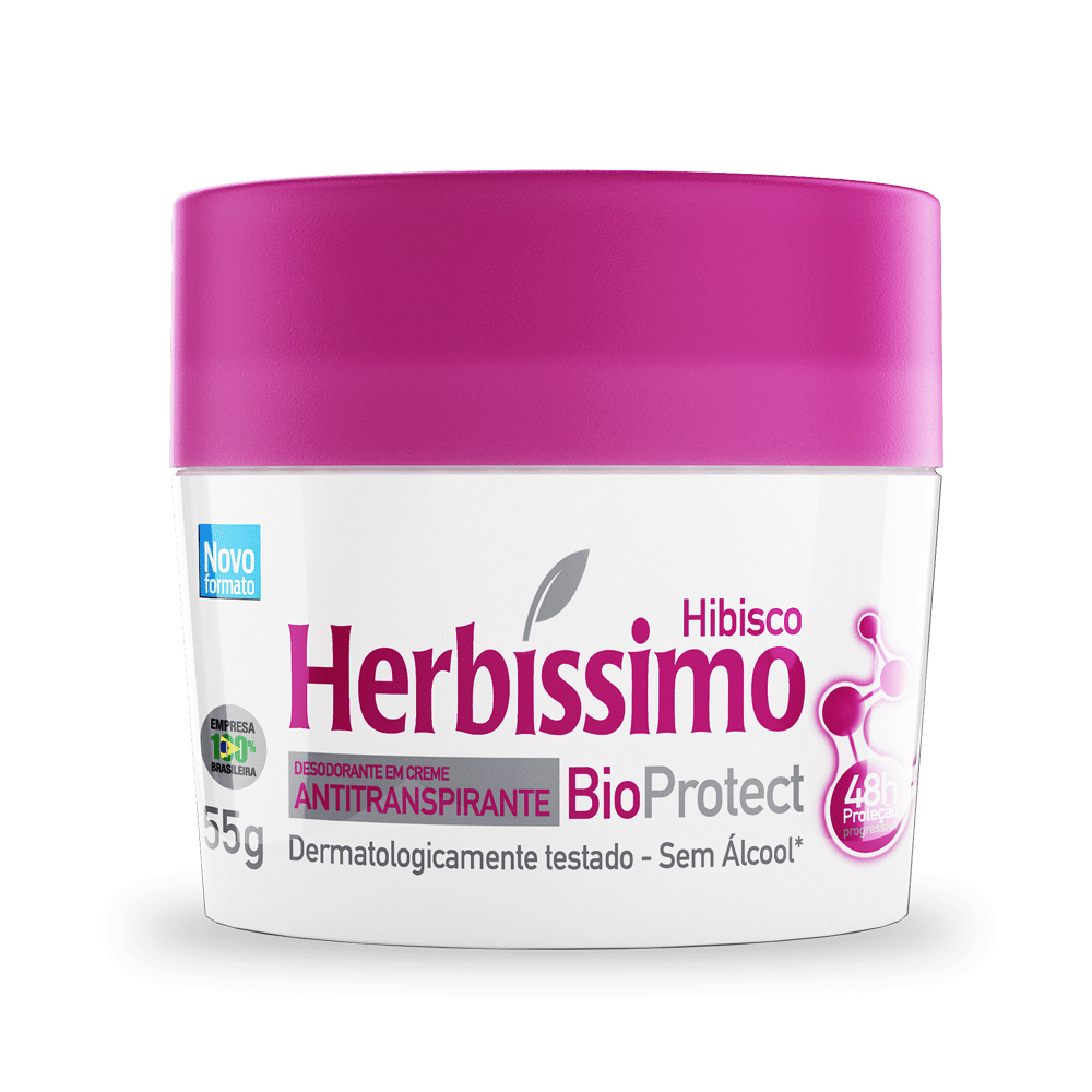 Kit Desodorante Creme Antitranspirante Bioprotect Hibisco Herbíssimo 55G - 3 unidades