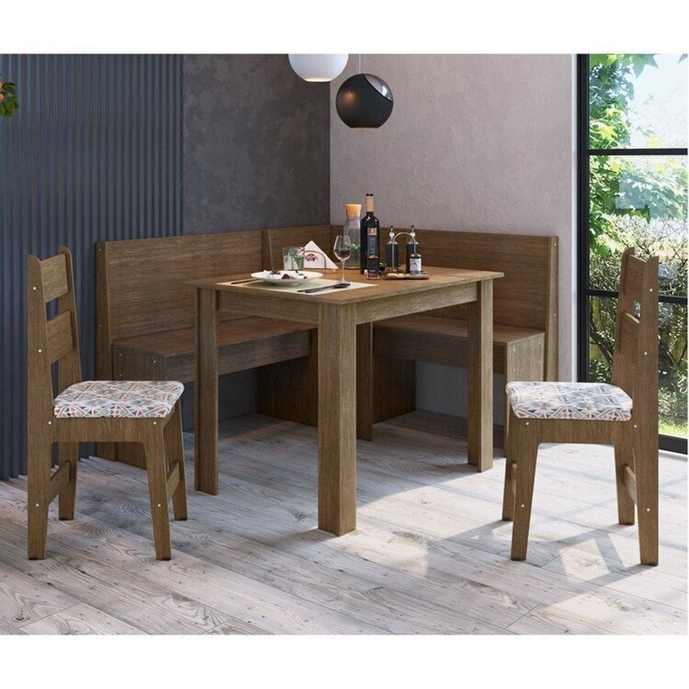 Conjunto Canto Alemão com Mesa e 2 Cadeiras Ameixa Negra