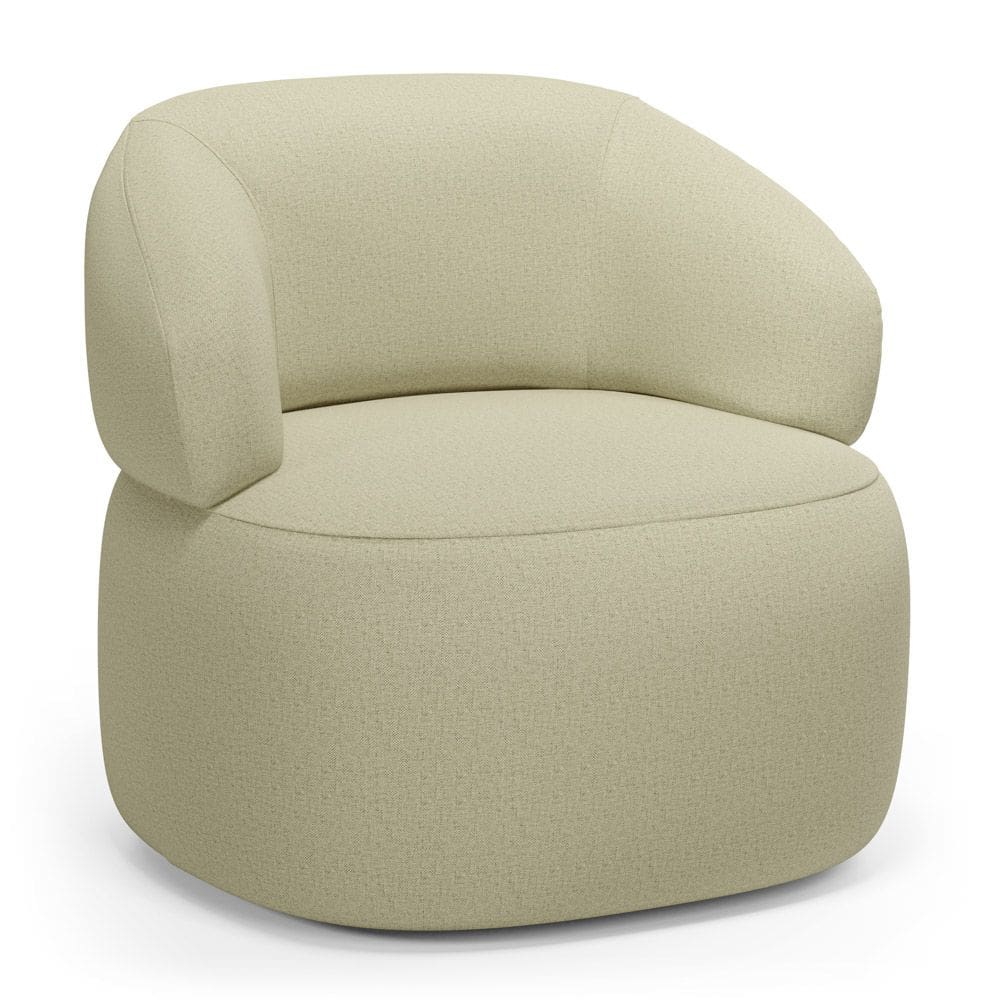 Poltrona Orgânica Giratória Living Glee Linho Bege - Desk Design