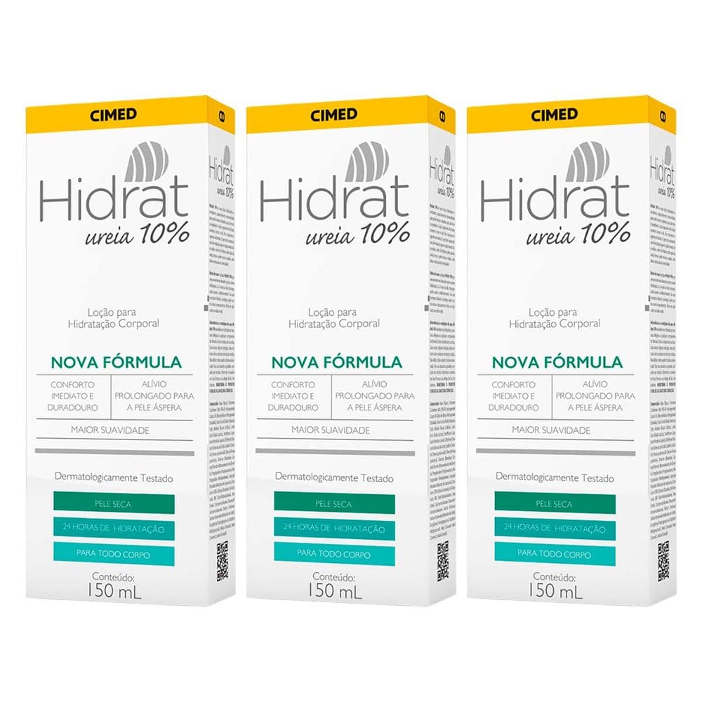 Kit c/ 3 Hidrat Ureia 10% Loção Hidratante 150ml