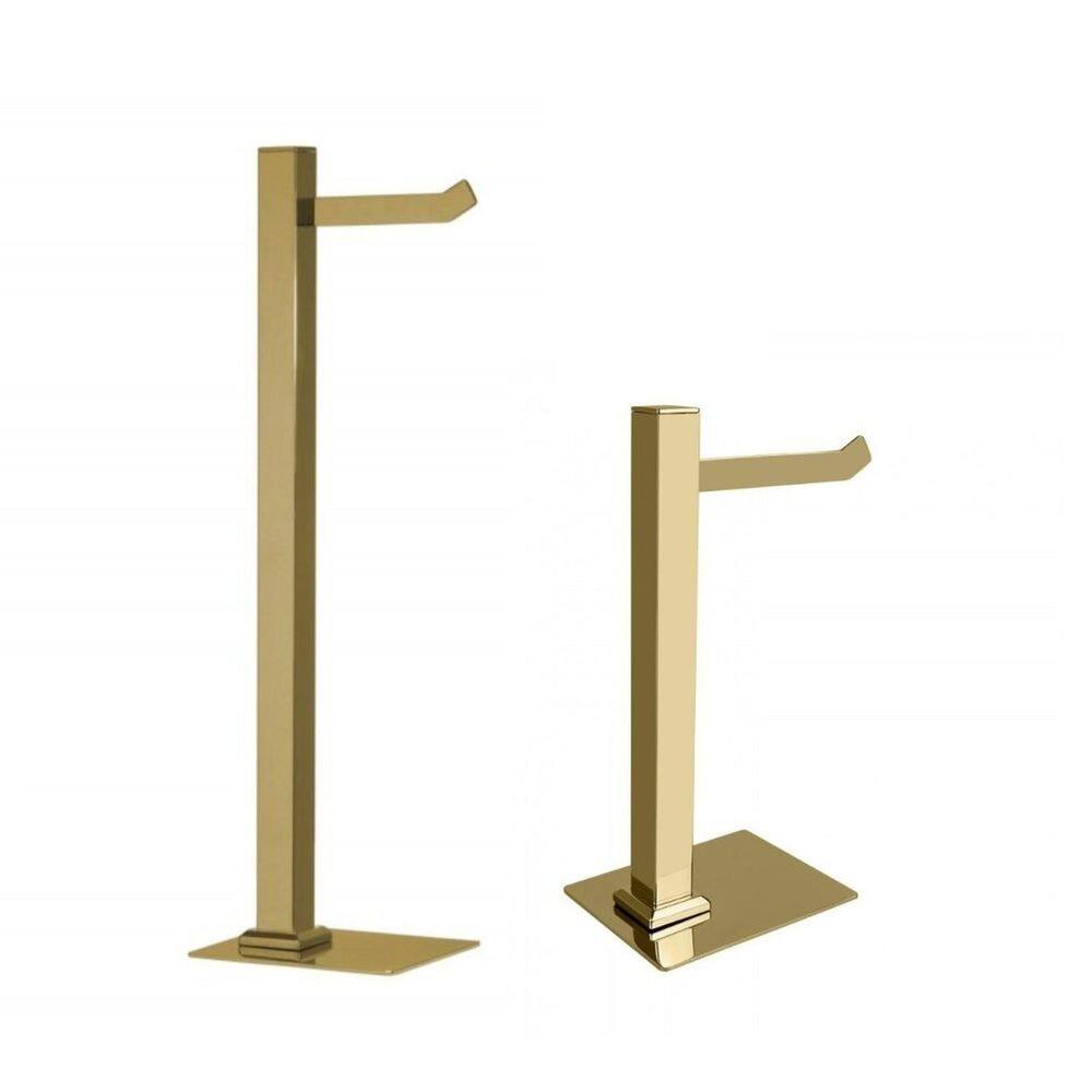 Kit 1 Papeleira de Chão e 1 Porta Toalhas de Bancada Ducon Metais Gold