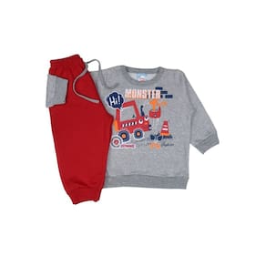 Conjunto Moletom Cinza Bebê Menino Monster Truck Inverno Frio