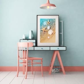 Quadro Praia Areia Conchas E Estrelas - 60X48Cm