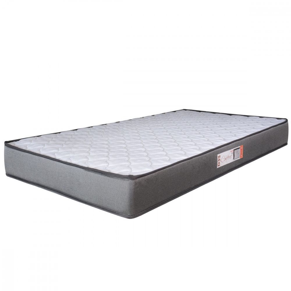 Colchão Solteiro Espuma D33 Pro Confort 78x188x14cm Cinza com Branco Hellen