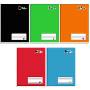Kit 10 caderno diferente color 96 folhas costurado capa dura