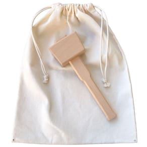 Triturador Gelo Saco Bolsa Lona Martelo Madeira Barman Drink