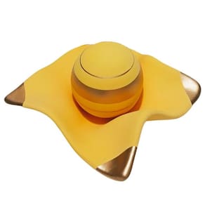 Centro de mesa fruteira 1  em cerâmica amarelo gold