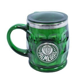 Caneca Térmica Brasão Metal Verde 500Ml  Palmeiras