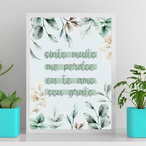 Quadro Sinto Muito Me Perdoe- Folhas 33X24Cm Branca
