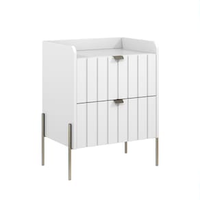 mesa de cabeceira branca moderna moriah 45cm pe de ferro fino moderno champagne