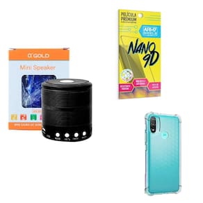 Kit caixa de som + capinha motorola e20 + película 9d