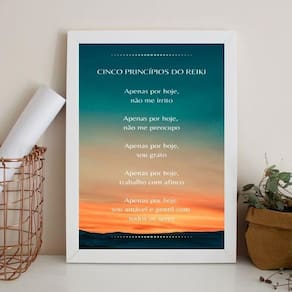 Quadro Cinco Princípios Do Reiki 33X24Cm - Com Vidro