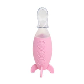 Colher em Silicone com Dispenser para Alimento Rosa - Marcus & Marcus