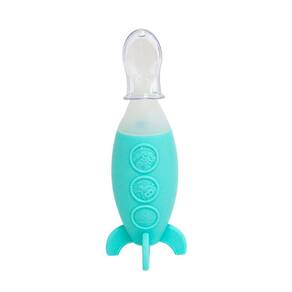 Colher em Silicone com Dispenser para Alimento Azul - Marcus & Marcus