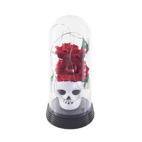 Luminária halloween caveira redoma cúpula frio rosa vermelha