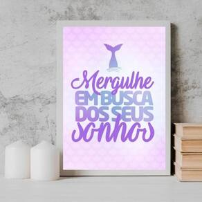 Quadro Sereia Busque Seus Sonhos 45X34Cm Branca