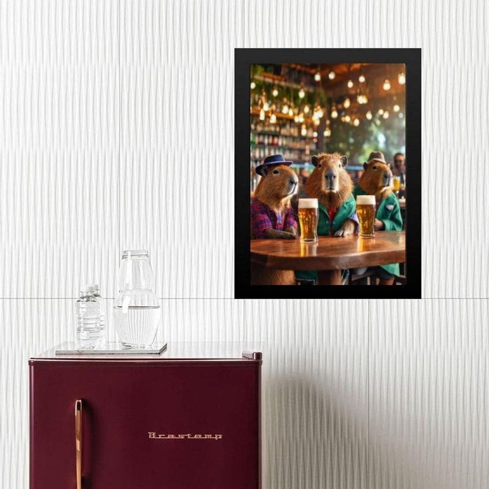 Quadro Amigos Capivaras No Bar 33X24Cm