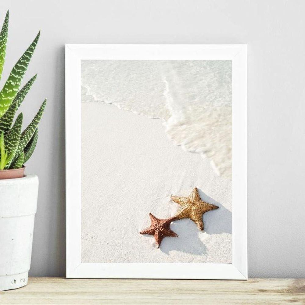 Quadro Coleção Praia Soft - Estrelas Do Mar 45X34Cm - Vidro