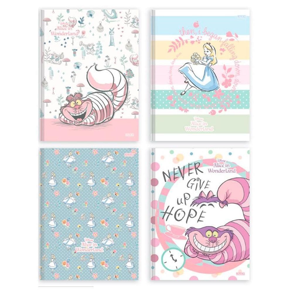 Caderno brochura capa dura alice in wonderland 80f 1mat