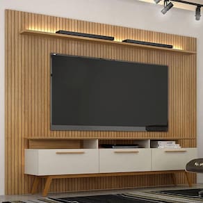 Home Suspenso Ambiente Curitiba com Led e Rack Bancada São Paulo Cinamomo Off White - Valdemóveis