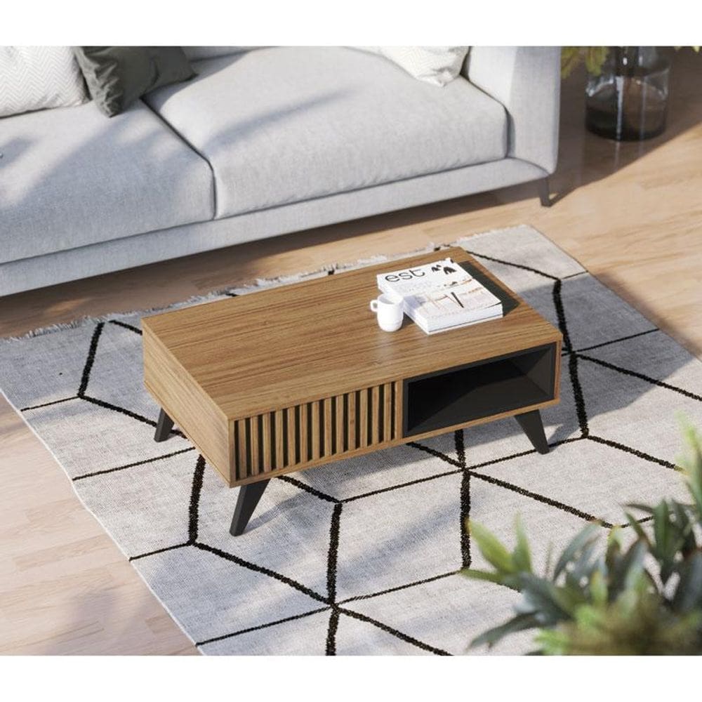 Mesa de Centro Ambiente Jeri  Noce Milano Preto Acetinado - Colibri