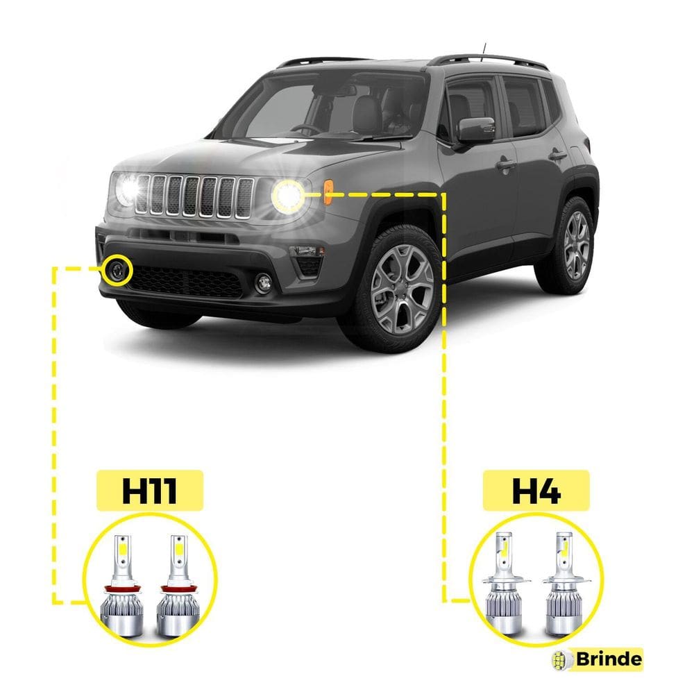 Kit ultra led jeep renegade 2017/2021 20000 lúmens 6500k