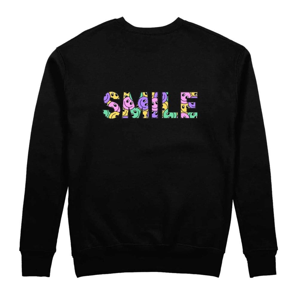 Blusa de Frio Moletom Estiloso Frase Smile Colorida Gola Redonda Qualidade Flanelado Super Quente