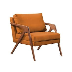 Kit 2 Poltronas Decorativa Mona Luxo Veludo Terracota Base Madeira Maciça