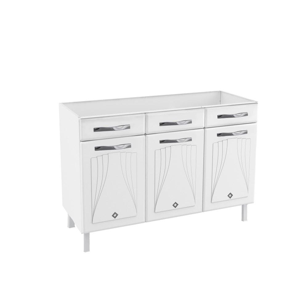 Balcão de Cozinha Aço Star New 3 Portas 2 Gavetas Branco - Telasul