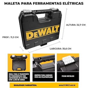 Maleta ferramenta elétrica furadeira parafusadeira dewalt