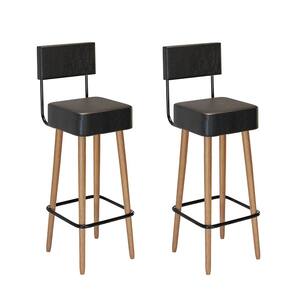 Kit 2 Banquetas em Madeira 4 Pés Palito Barcelona Preto - Salaone