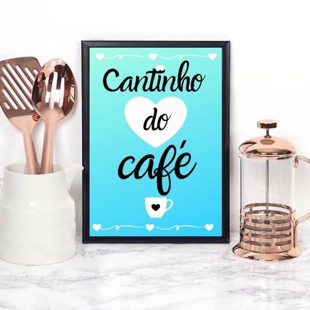 Quadro Cantinho Do Café Azul 24X18Cm