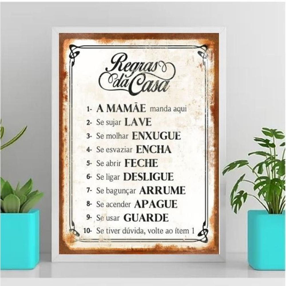 Quadro Regras Da Casa 24X18Cm Branca