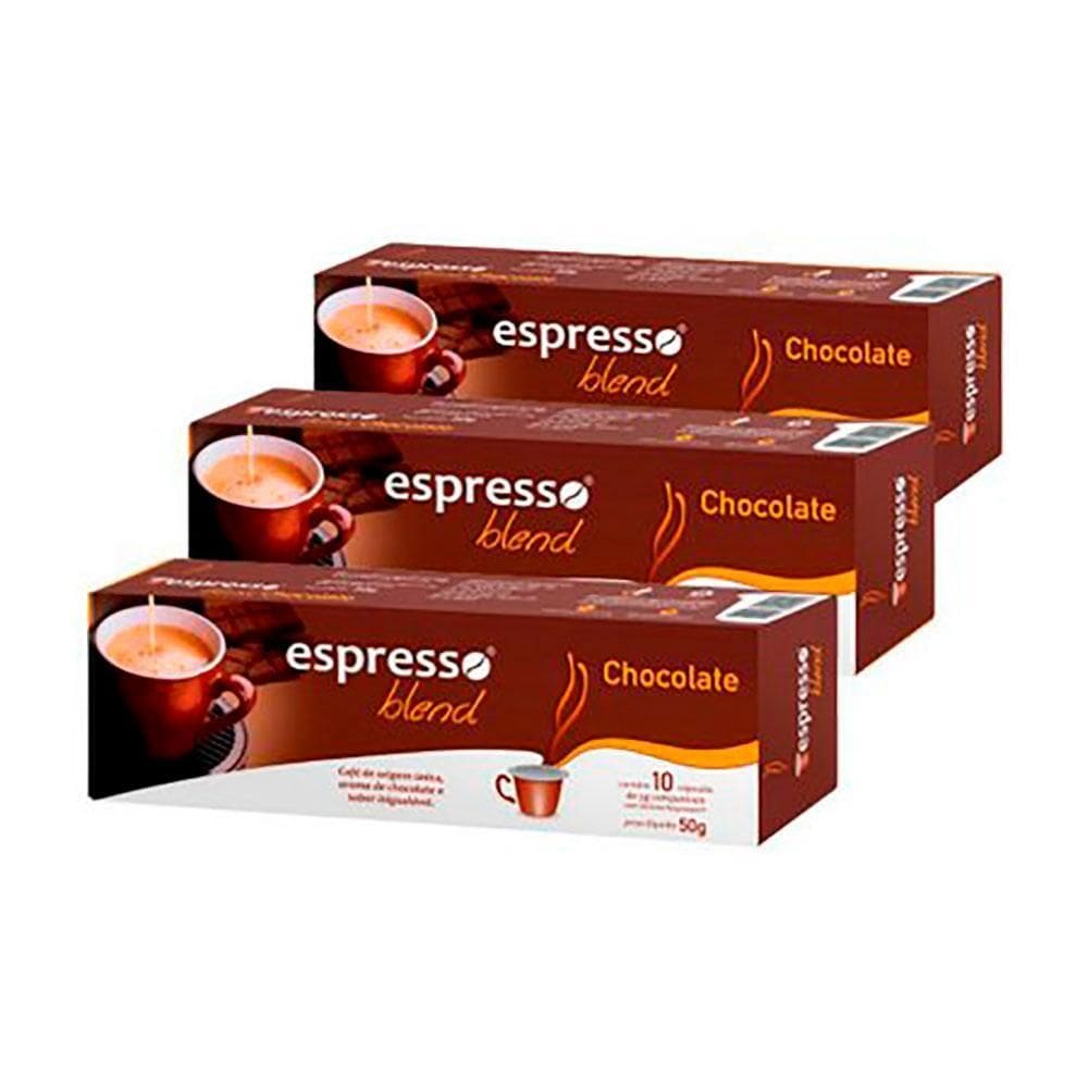 Kit cápsulas espresso blend chocolate compatível com nespresso - 3 caixas