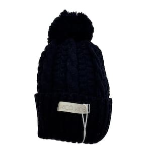 Gorro de Tricô Para Meninos Com Pompom Preto