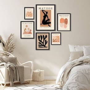 Composição 6 Quadros Matisse- Marrom E Terra - Com Vidro