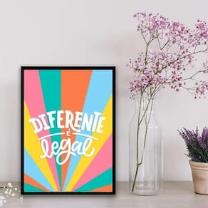 Quadro Frase Diferente É Legal 45X34Cm - Com Vidro