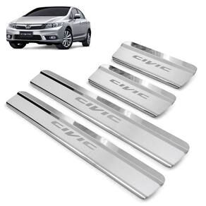 Soleira inox cromada gravada laser civic 2012 2013 2014 2015