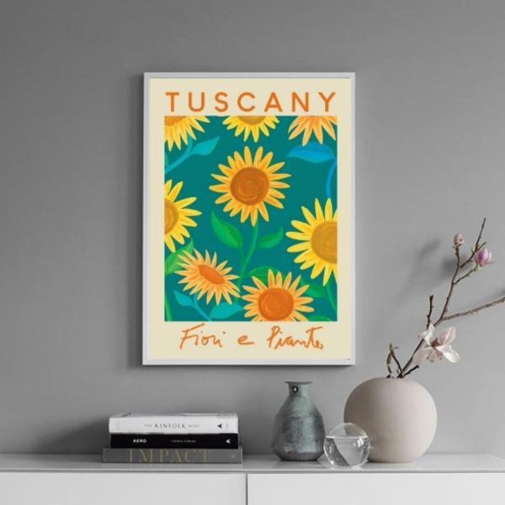 Quadro Poster Flores E Plantas - Toscana 33X24Cm - Com Vidro