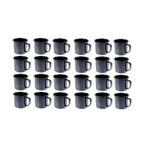 Caneca Esmaltada Retro 150Ml Preta Vintage Jogo 36 Pcs
