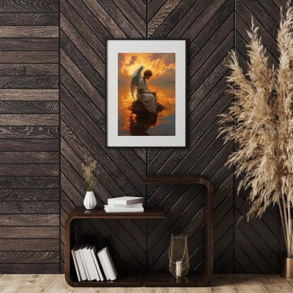 Quadro Decorativo Anjo- Por Do Sol - 60X48Cm