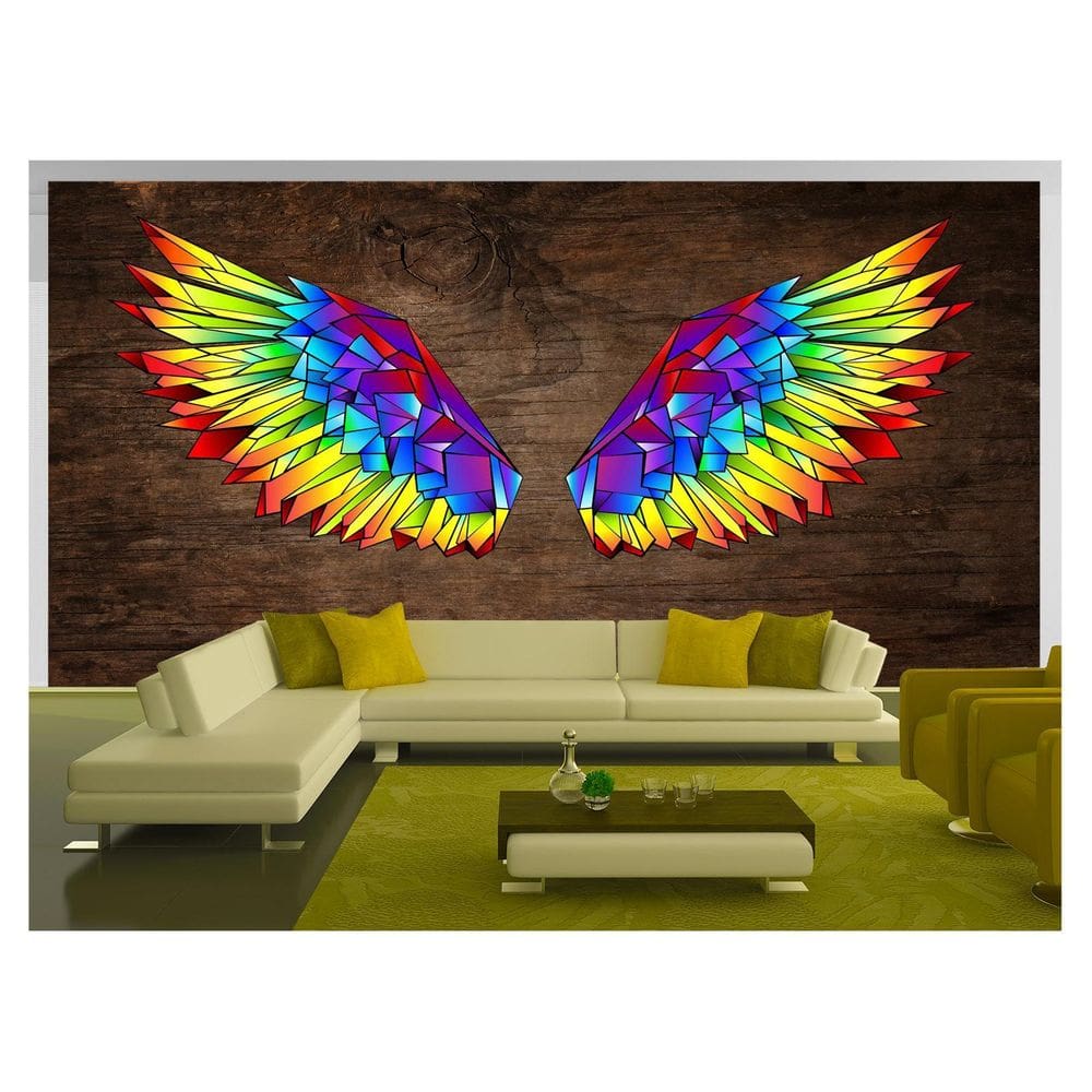 Papel De Parede 3D Arte Asas Selfie Insta Cores 3,5M Tra236