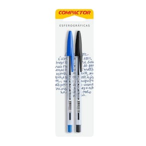 Caneta Esferográfica Top 2000 Azul/Preto Blister C/ 2 - Compactor