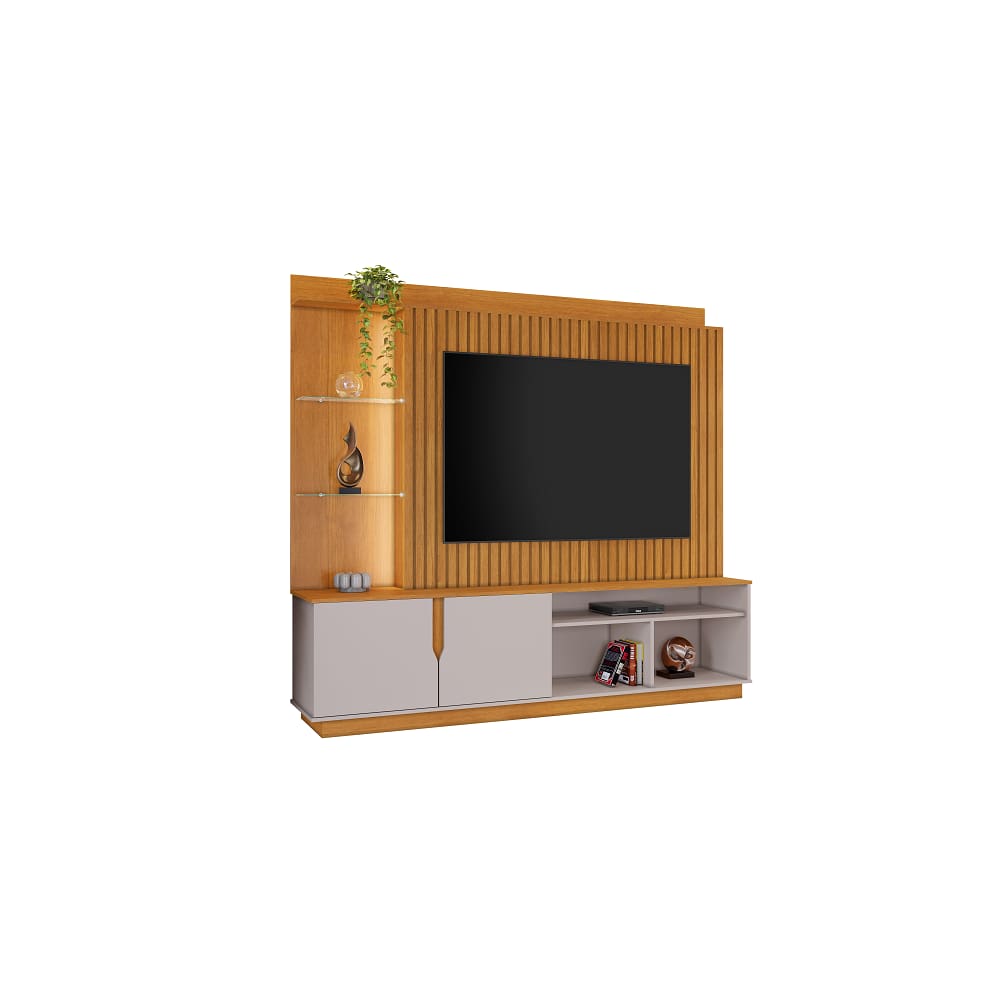 Estante Home Ripado com LED para TV até 60 Polegadas 2 Portas Amparo JCM