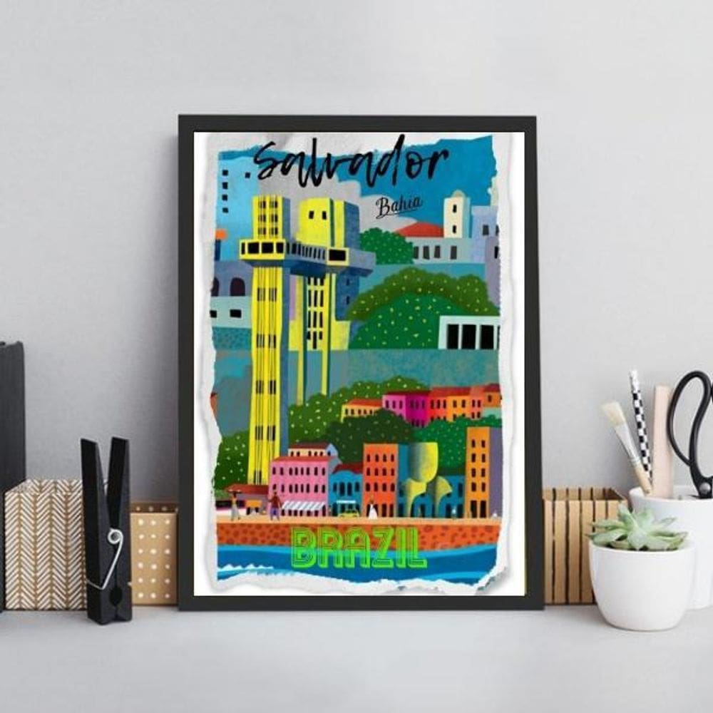 Quadro Poster Cidade De Salvador 45X34Cm