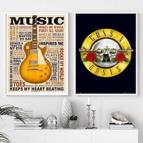 Kit 2 Quadros Music Life - Guns `N` Roses 33X24Cm
