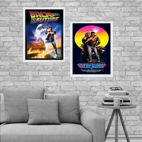 Kit 2 Quadros Cinema Filmes Anos 80 24X18Cm