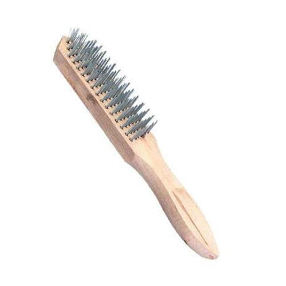 Escova de aço carbono manual , 4 fileiras de madeira spart